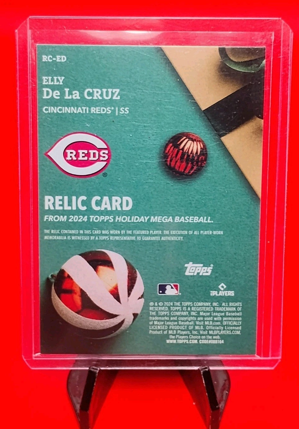 Elly De La Cruz 2024 Topps Holiday Player Worn Relic Rookie Patch #RC-ED Reds 🔥