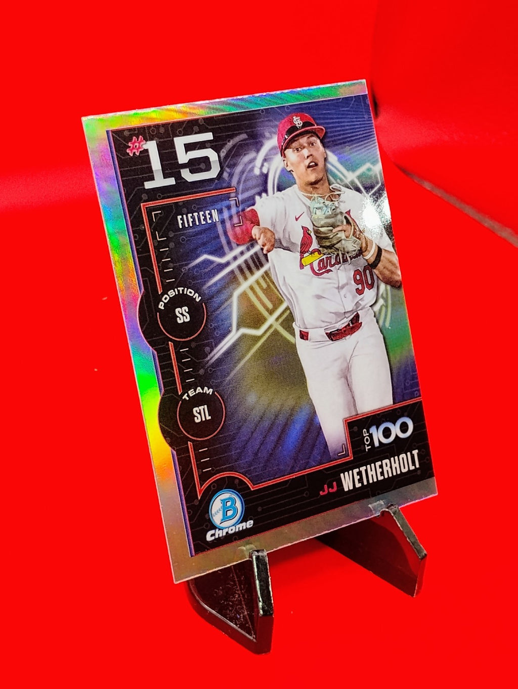 JJ Wetherholt 2025 Bowman Chrome Scouts Top 100 #BTP-15 Chrome Refractor (RC) 💎