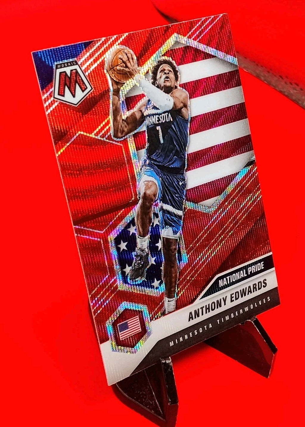 Anthony Edwards 2020-21 Panini Mosaic National Pride RC #252 Red Wave Prizm🔥💎