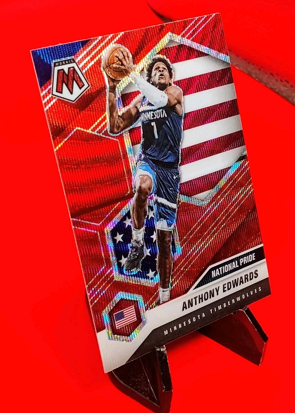 Anthony Edwards 2020-21 Panini Mosaic National Pride RC #252 Red Wave Prizm🔥💎