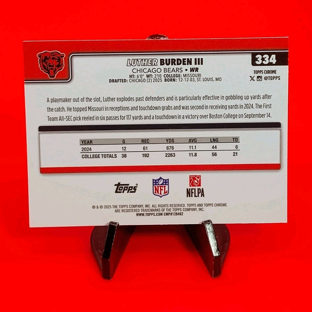 Luther Burden III 2025 NFL Topps Chrome RC #334 Lightboard Logo Refractor SSP 💎