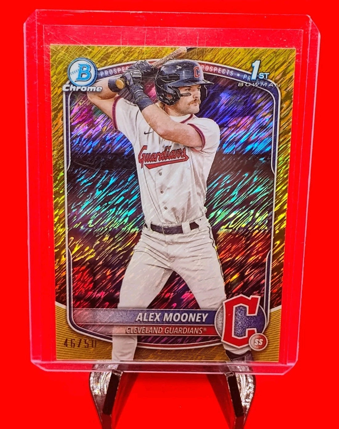 Alex Mooney 2025 Bowman 1st Chrome #BCP-149 Gold Shimmer Refractor #46/50 🔥