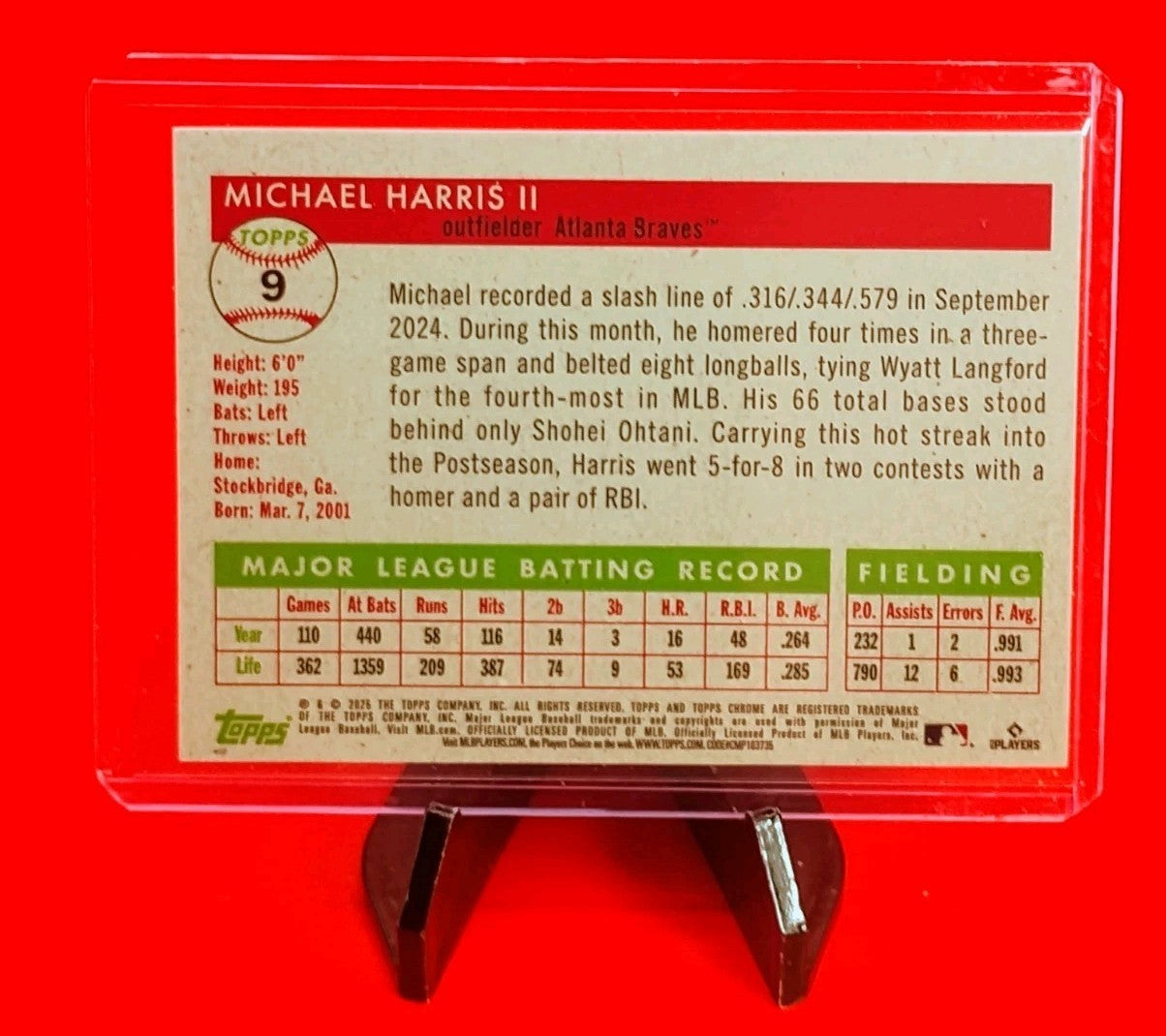 Michael Harris II 2025 Topps Chrome Platinum #9 Rose Gold Toile Refractor #/75
