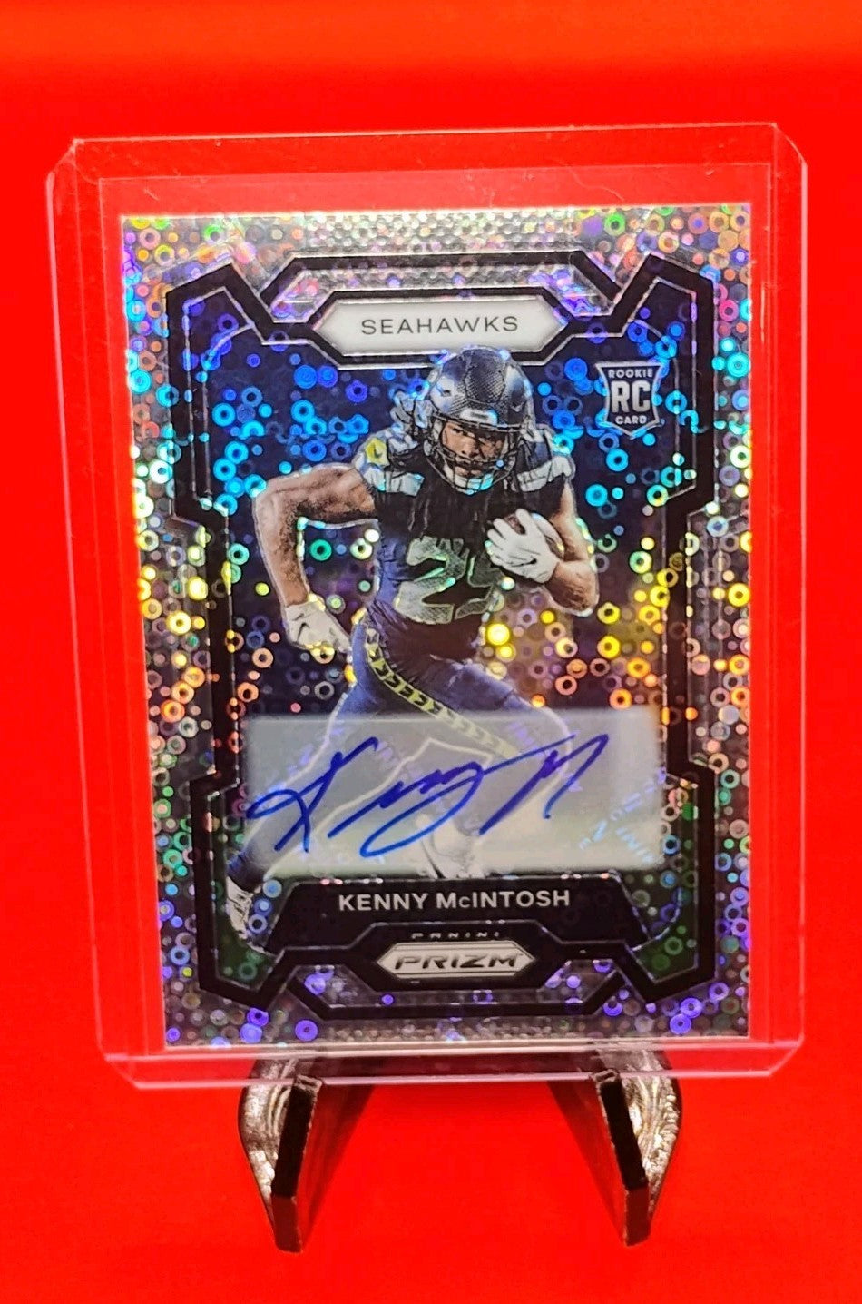 Kenny McIntosh 2023 Prizm #391 No Huddle Silver Disco Prizm Auto Seahawks 🔥💎