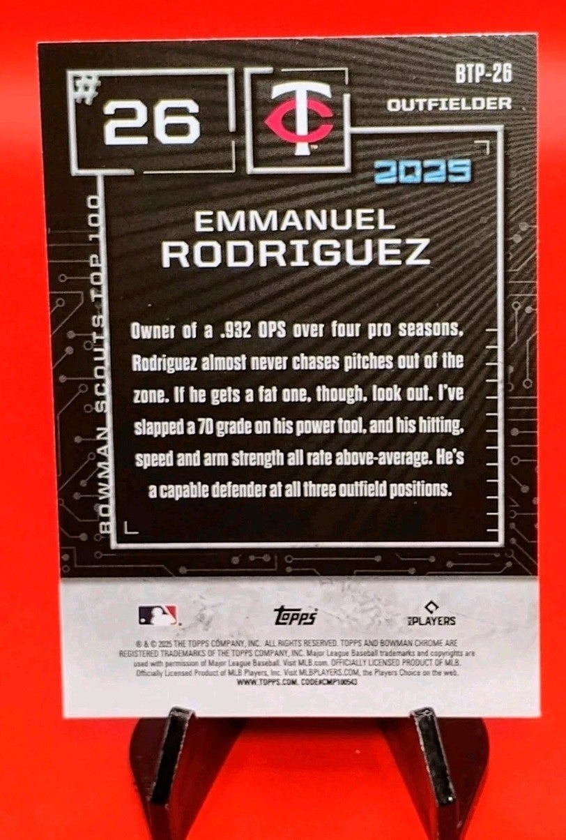 Emmanuel Rodriguez 2025 Bowman Scouts Top 100 #BTP-26 Aqua Refractor #117/125 🔥