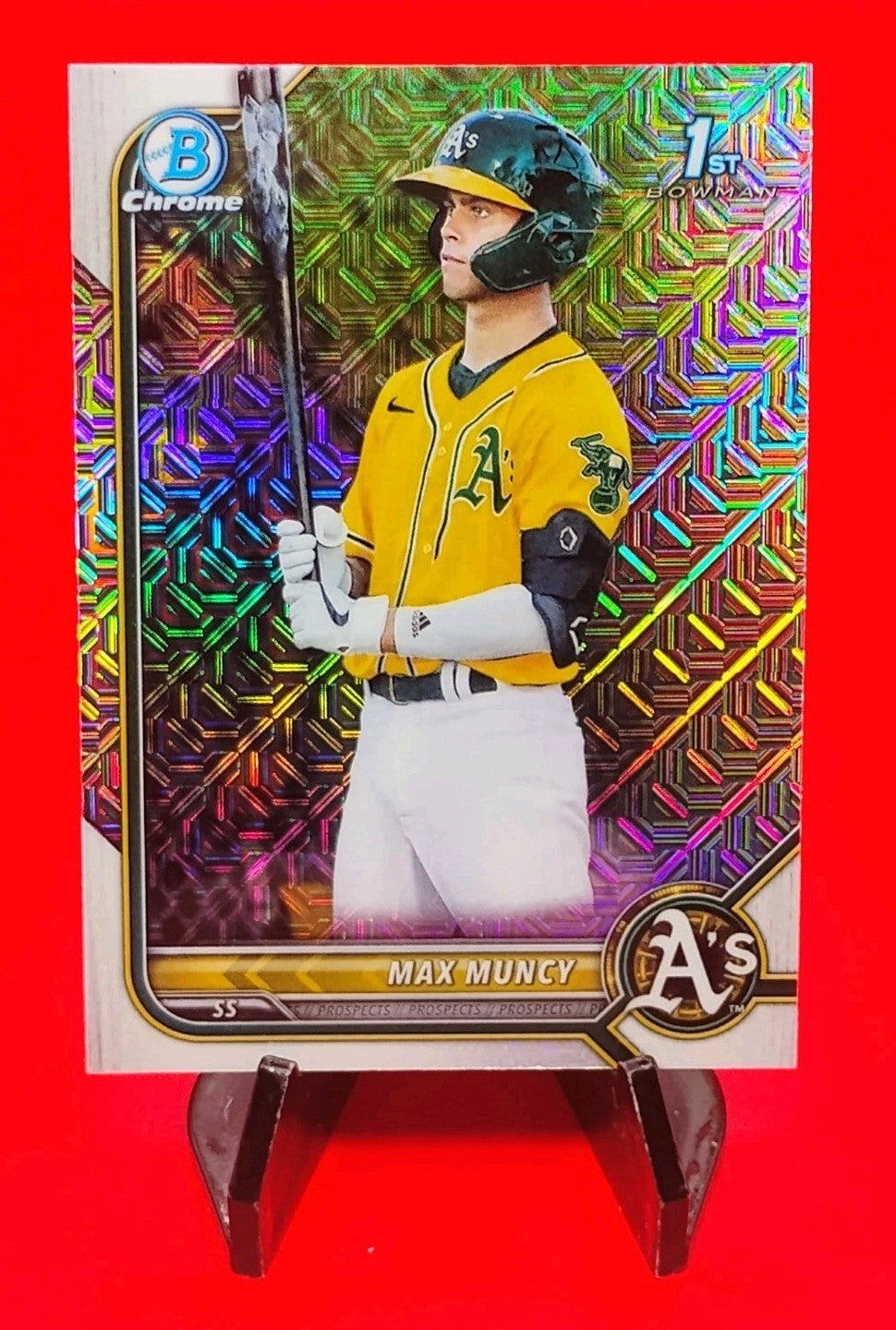 Max Muncy 2022 Bowman Chrome 1st #BCP-89 1st Mojo Refractor Athletics RC 🔥