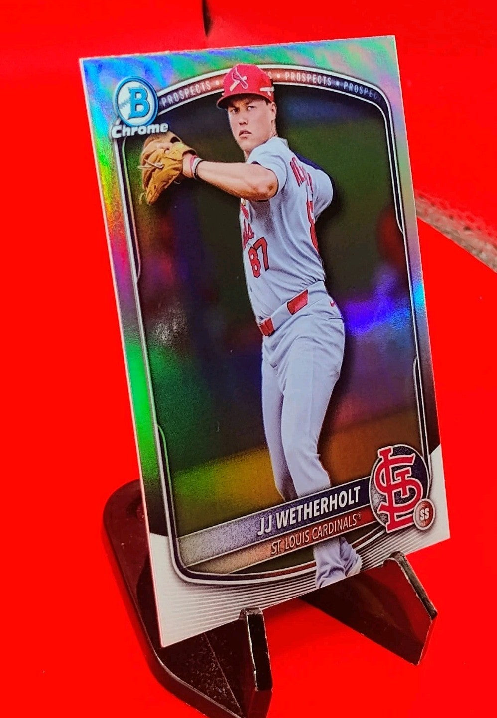 JJ Wetherholt 2025 Bowman Draft Chrome Refractor #BDC-145 St. Louis Cardinals RC