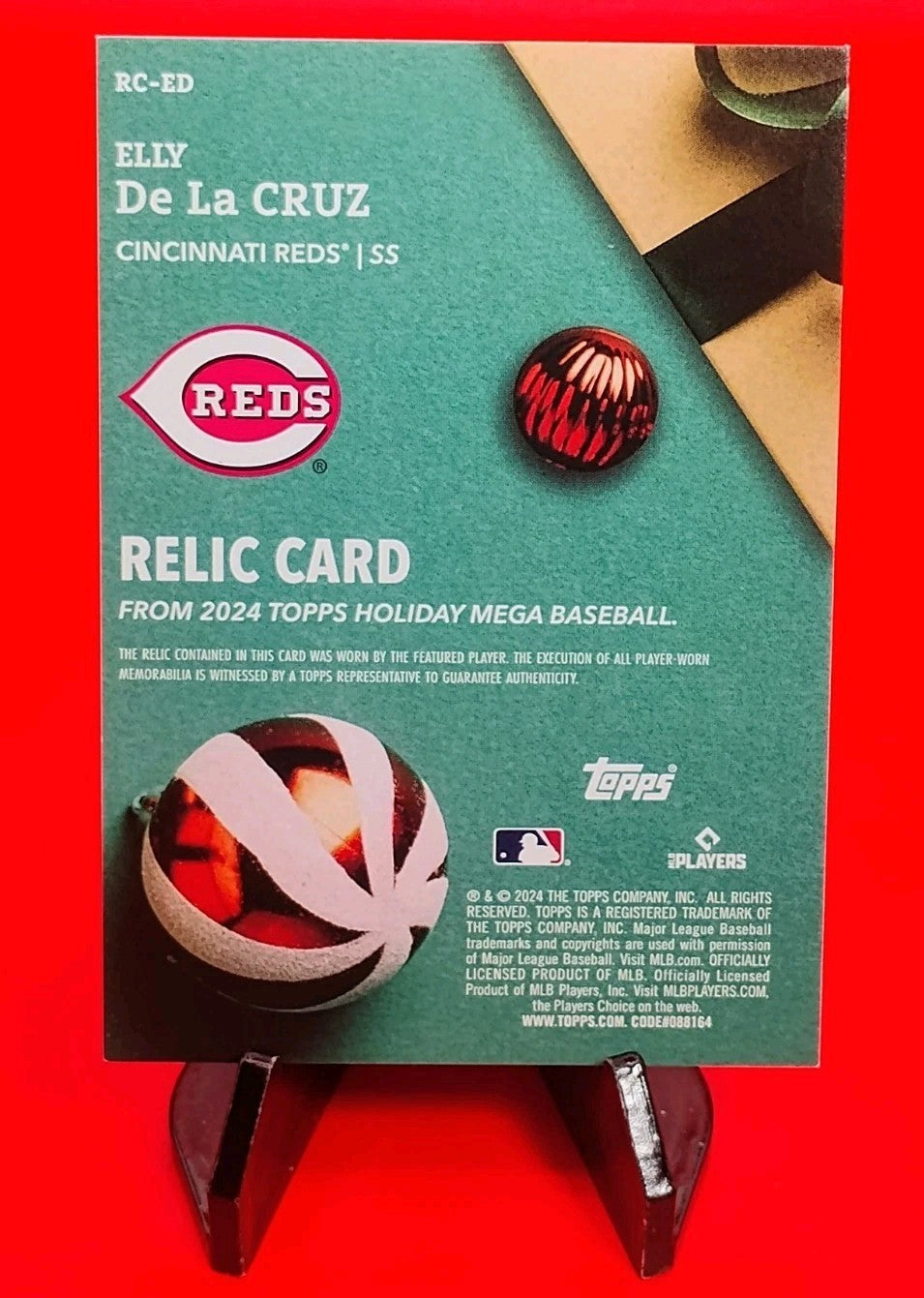 Elly De La Cruz 2024 Topps Holiday Player Worn Relic Rookie Patch #RC-ED Reds 🔥