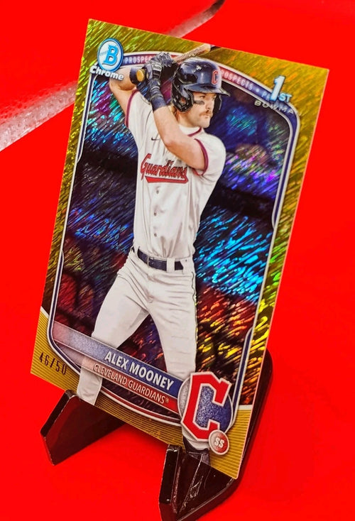 Alex Mooney 2025 Bowman 1st Chrome #BCP-149 Gold Shimmer Refractor #46/50 🔥