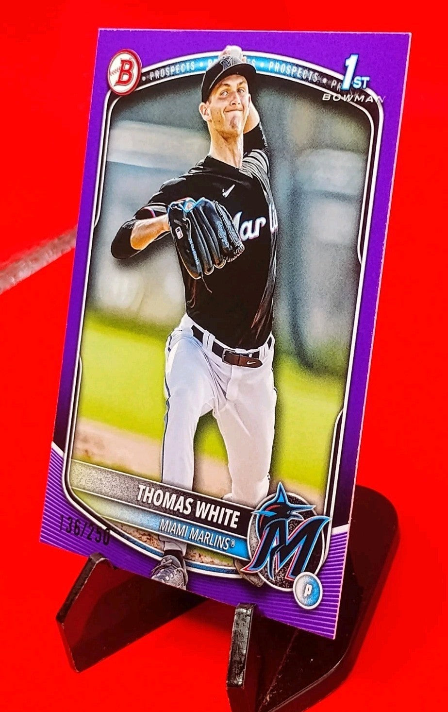 Thomas White 2025 Bowman 1st Prospects #BP-69 Purple Parallel #136/250 Marlins🔥