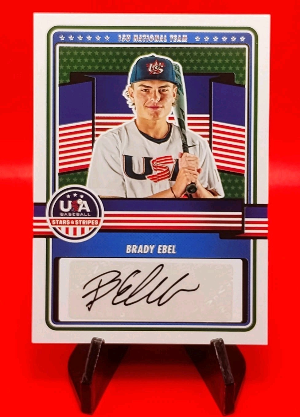 Brady Ebel 2023 Panini Stars & Stripes USA 15U Baseball #15U-BE Auto (Black Ink)