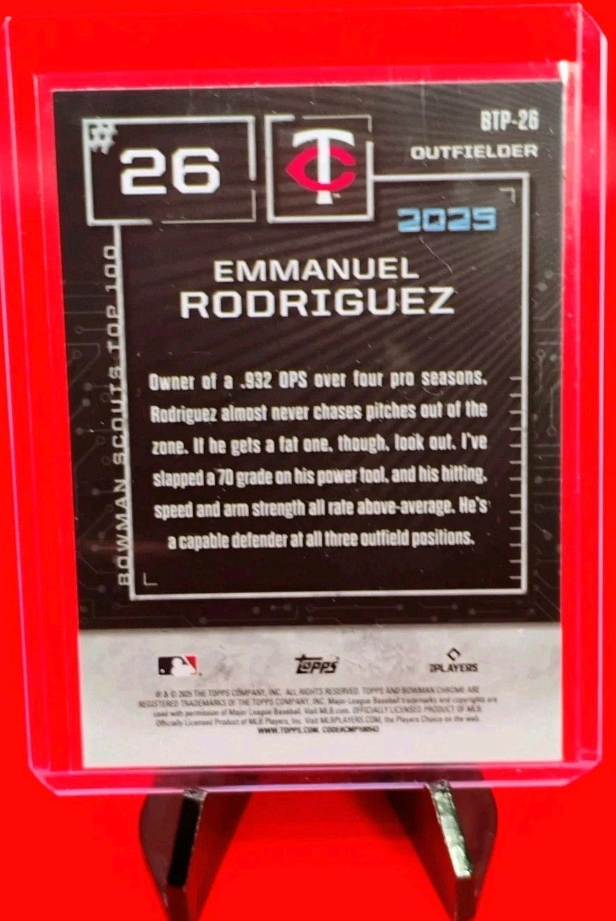 Emmanuel Rodriguez 2025 Bowman Scouts Top 100 #BTP-26 Aqua Refractor #117/125 🔥