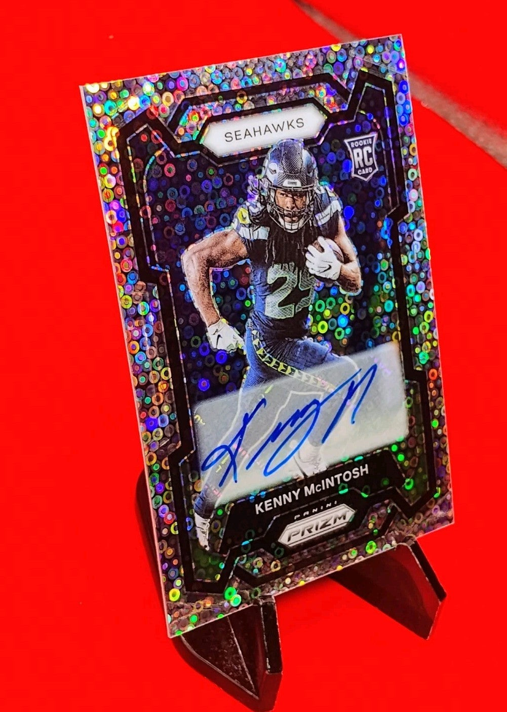 Kenny McIntosh 2023 Prizm #391 No Huddle Silver Disco Prizm Auto Seahawks 🔥💎