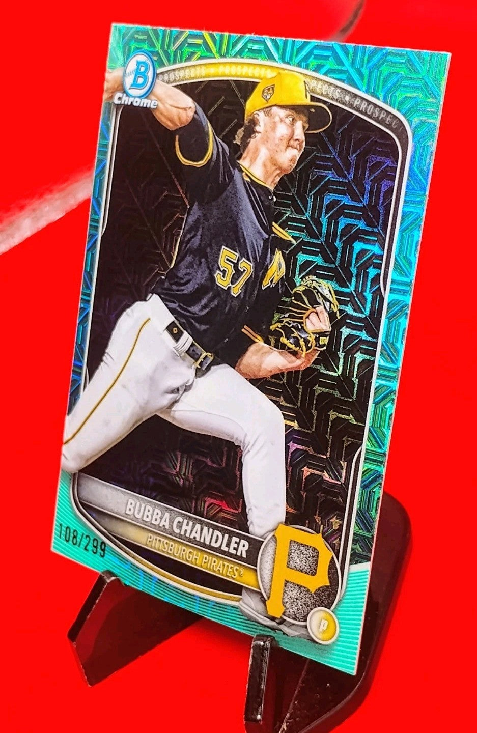 Bubba Chandler 2025 Bowman Chrome Prospects BCP-171 Aqua Mojo Refractor #108/299