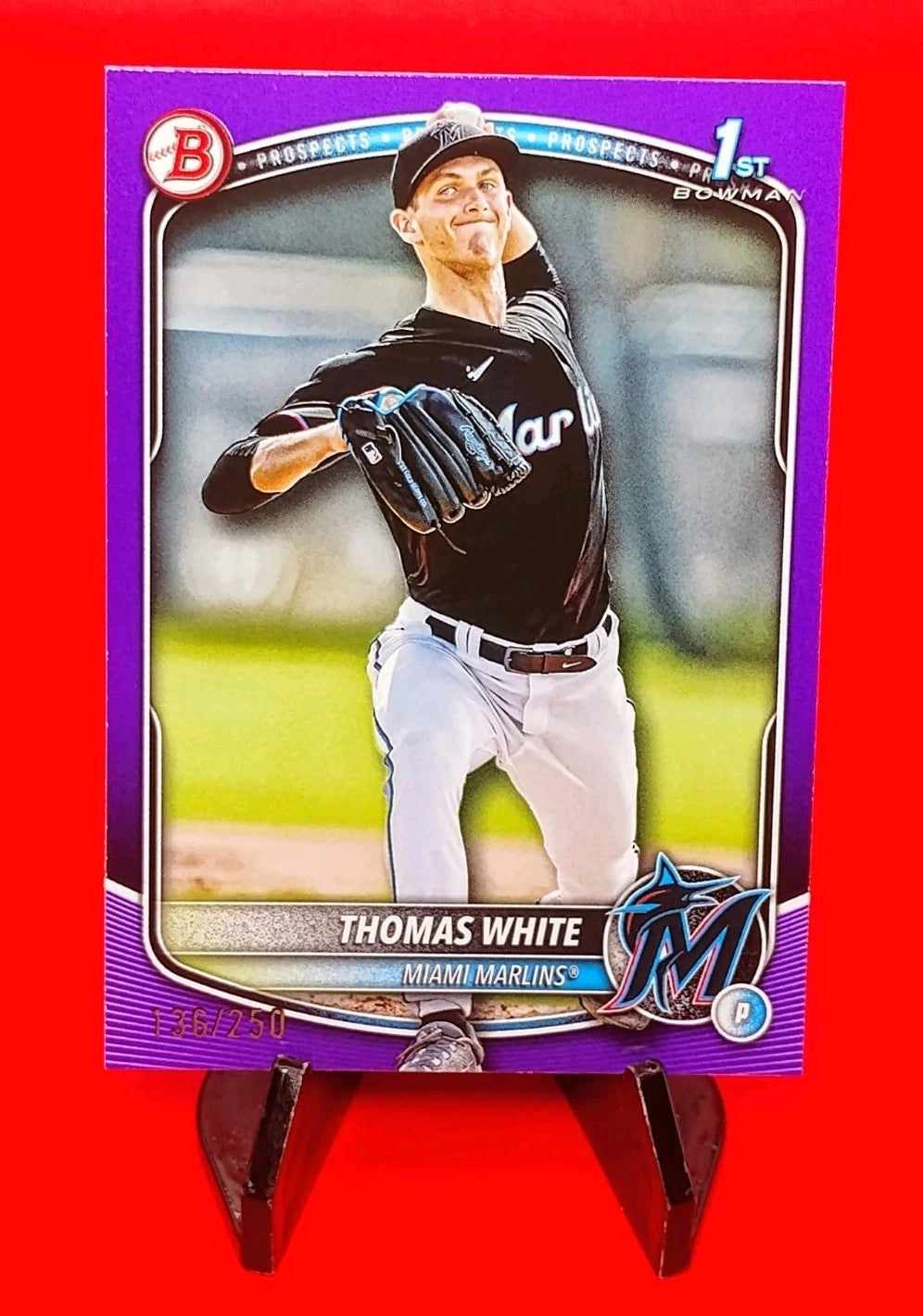 Thomas White 2025 Bowman 1st Prospects #BP-69 Purple Parallel #136/250 Marlins🔥