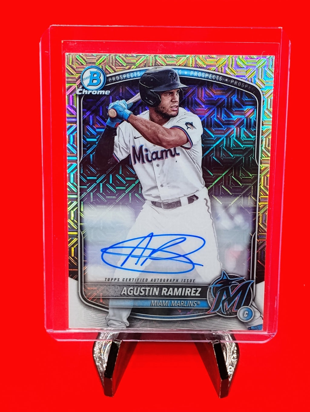 Agustin Ramirez 2025 Bowman Chrome Mega Box Mojo Refractor Auto #BMA-AR Marlins