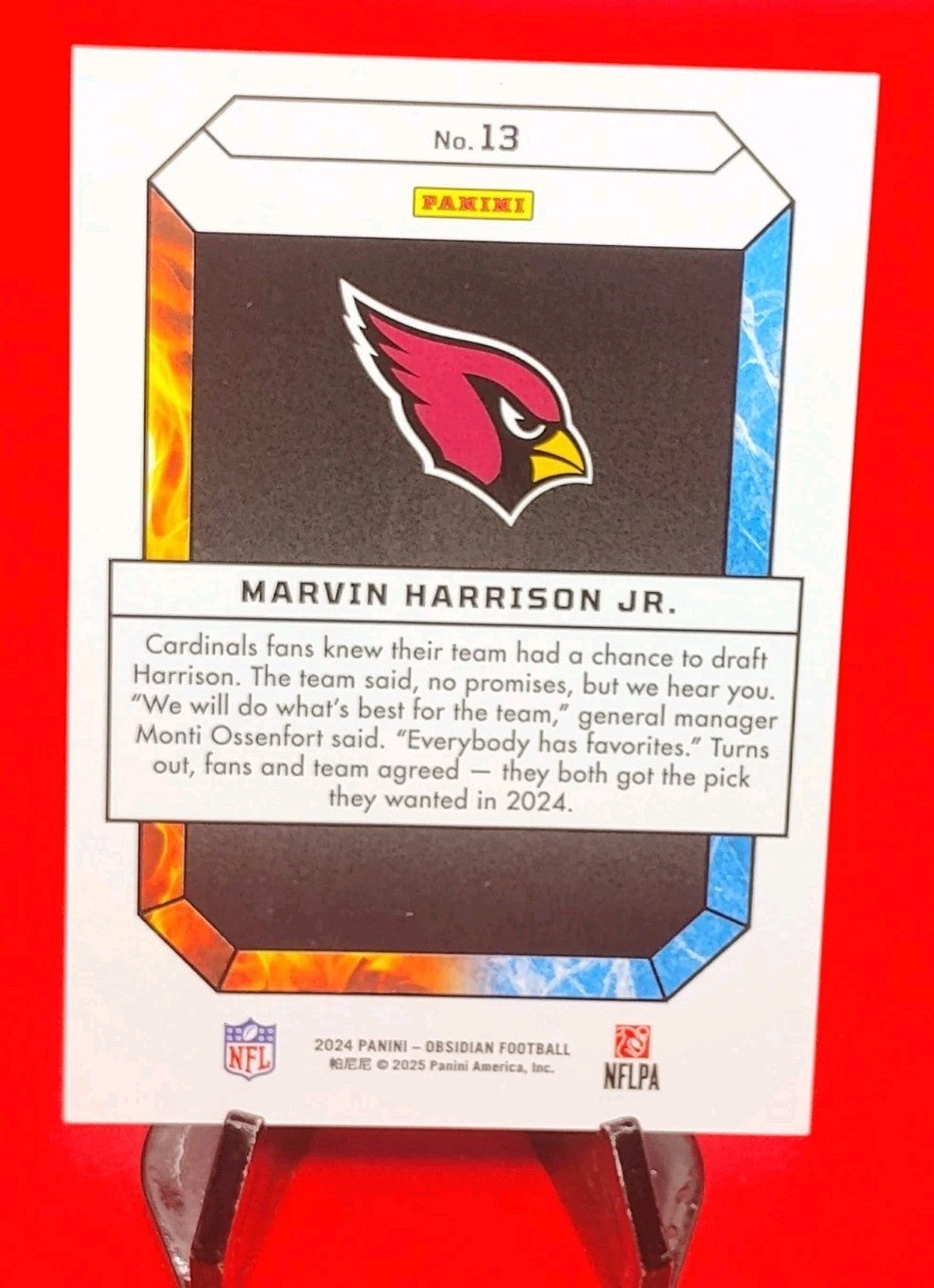 Marvin Harrison Jr. 2024 Panini Obsidian Fire & Ice RC #13 Cardinals Rookie