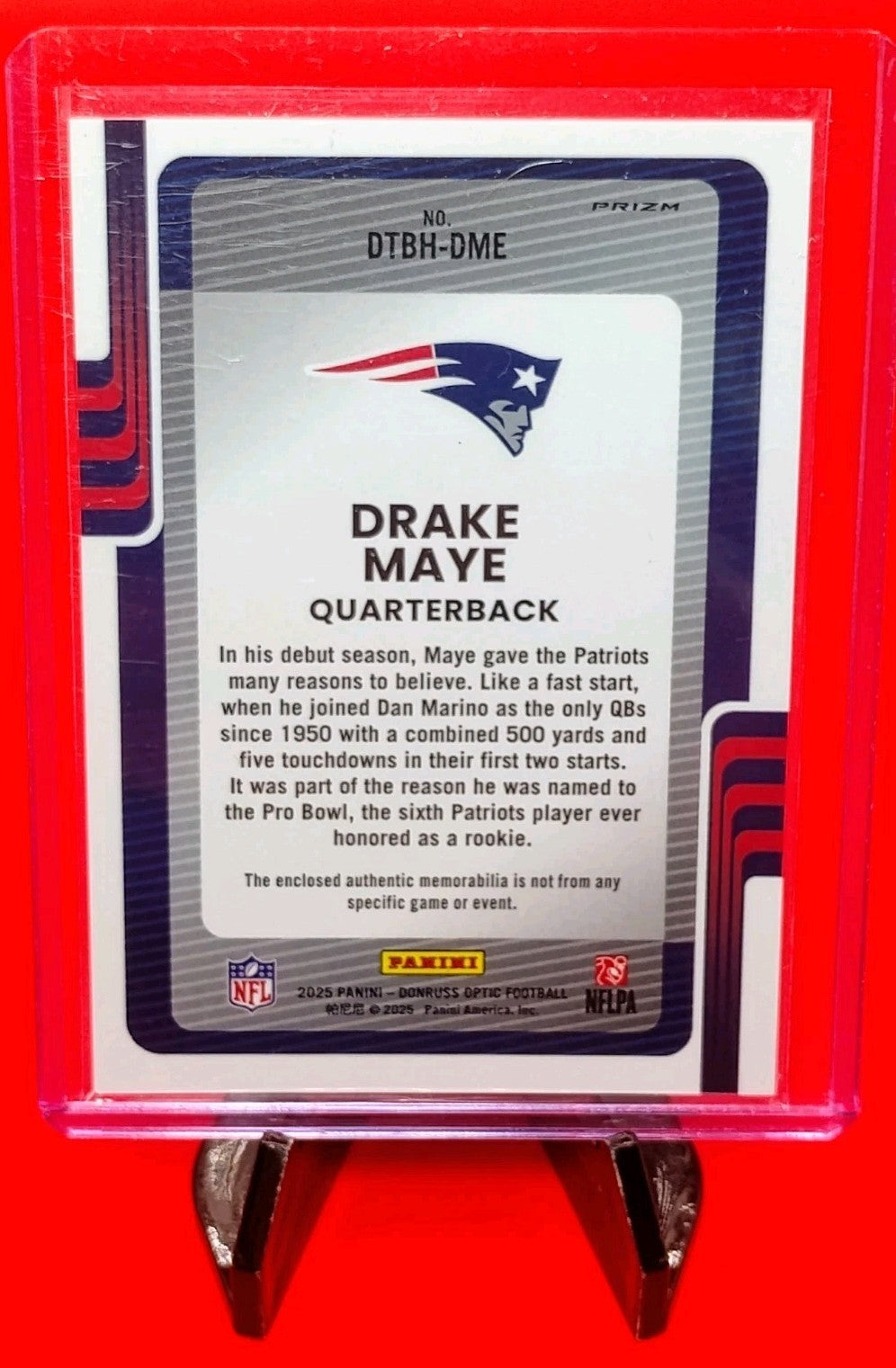 Drake Maye 2025 Donruss Optic Threads Patch #DTBH-DME Hyper Prizm Patriots QB 💎