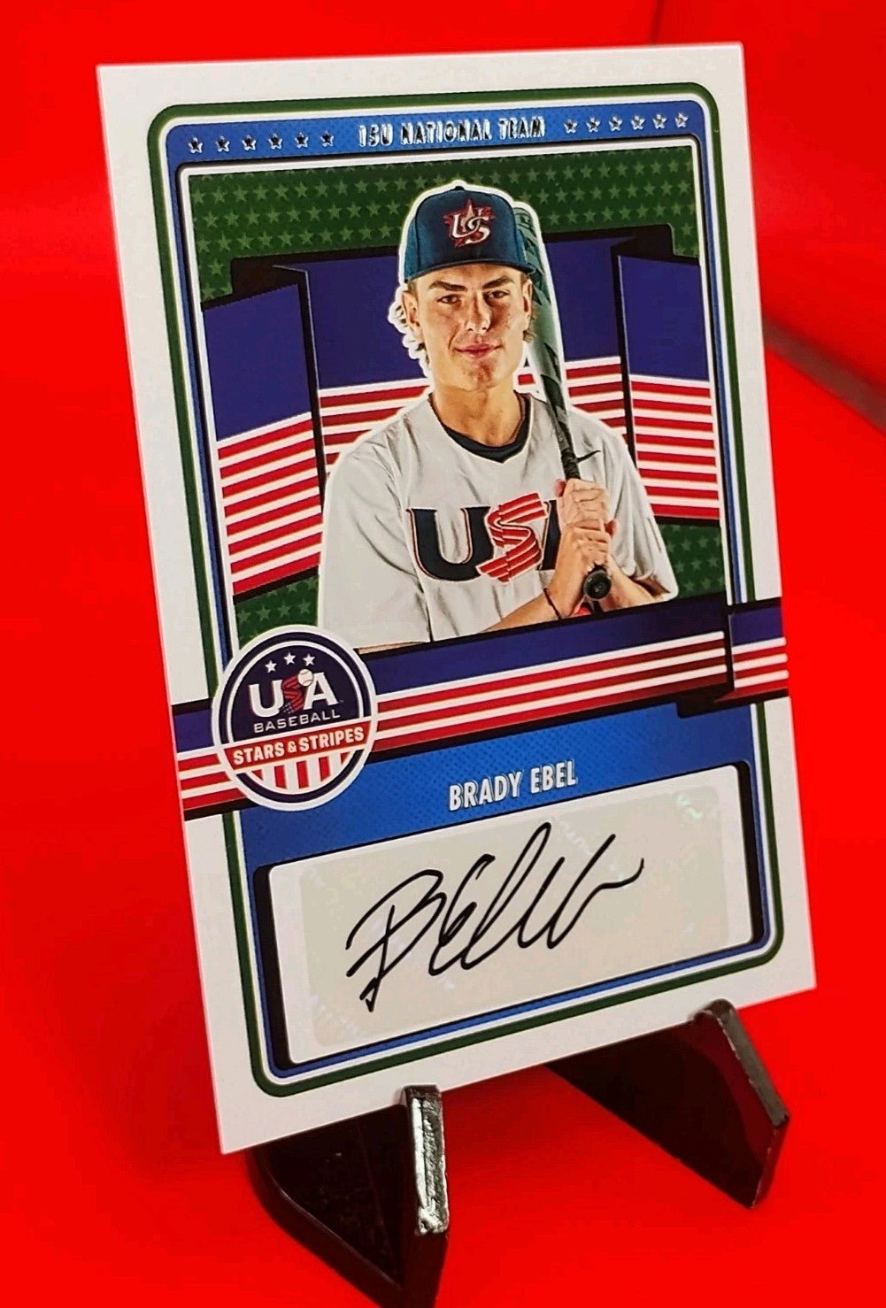 Brady Ebel 2023 Panini Stars & Stripes USA 15U Baseball #15U-BE Auto (Black Ink)