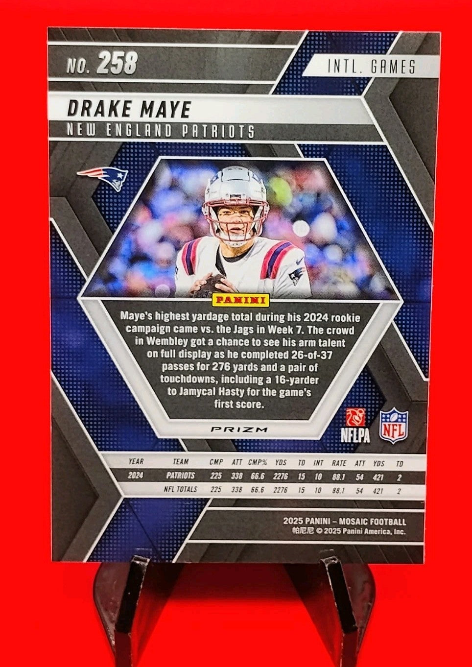 Drake Maye 2025 Mosaic London Games Insert #258 Silver Mosaic Prizm Patriots 💎