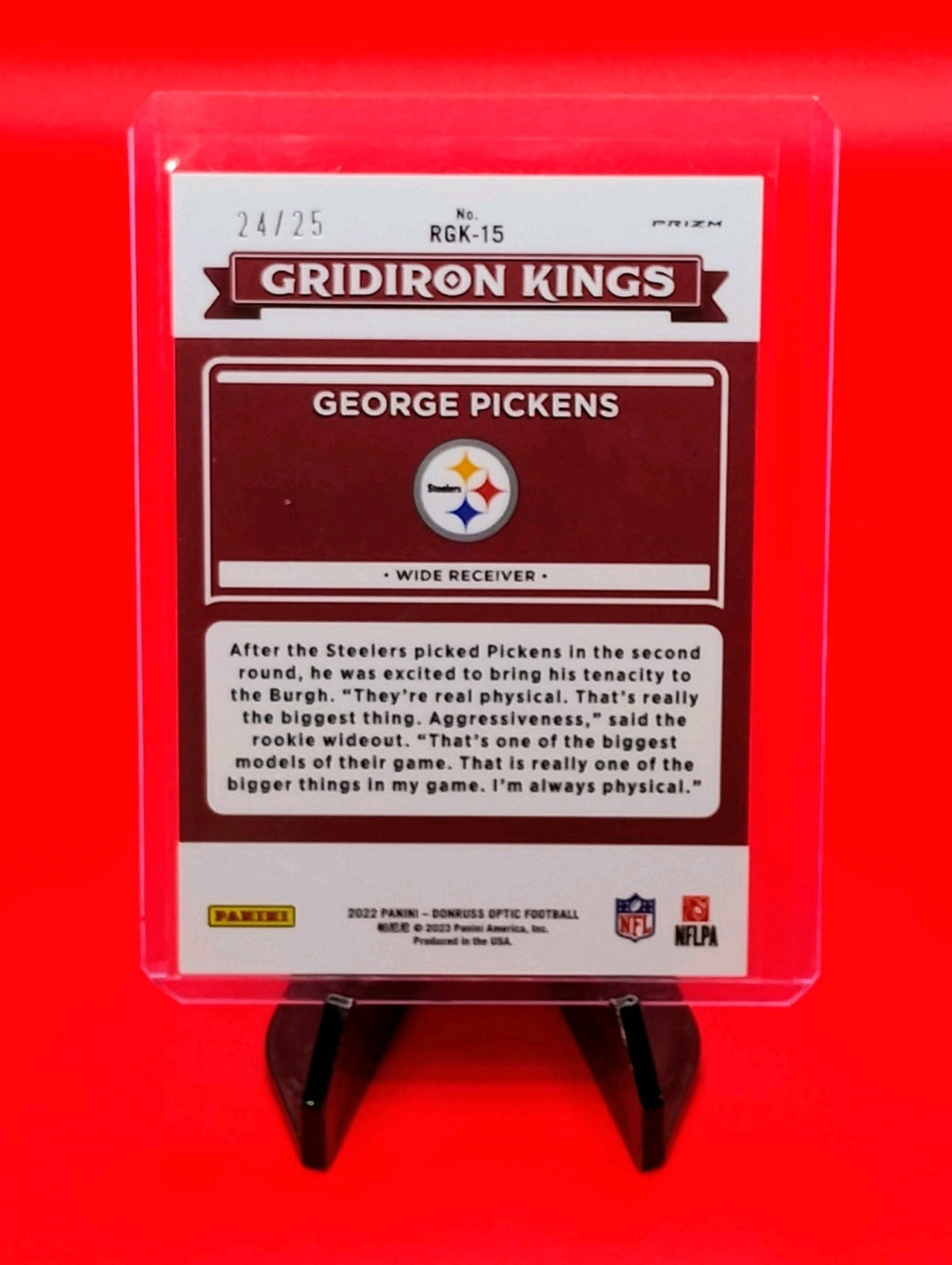 George Pickens 2022 Optic Rookie Gridiron Kings RGK-15 Black Pandora Prizm 24/25