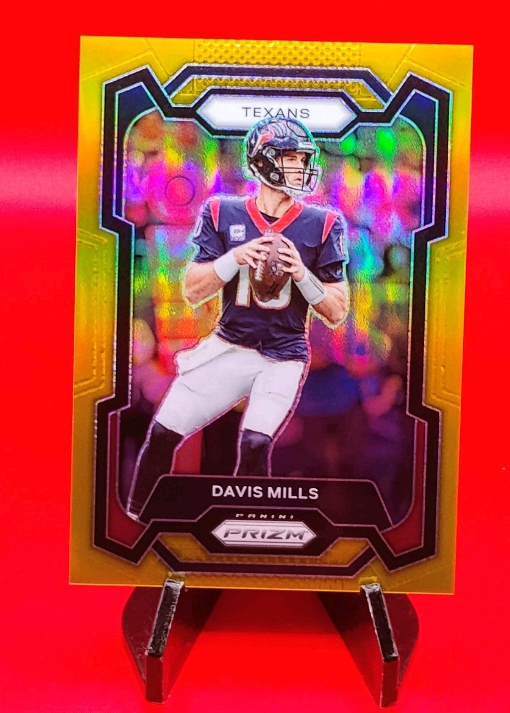 Davis Mills 2023 Prizm Football #117 Gold Prizm # 7/10 Houston Texans QB 🔥