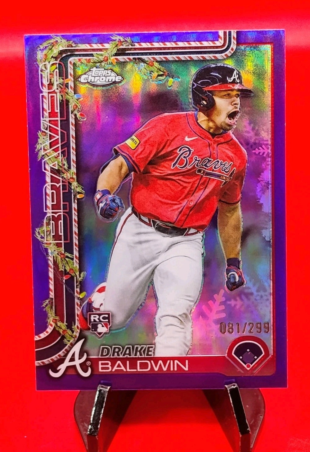Drake Baldwin 2025 Topps Holiday Chrome #HC60 Purple Refractor /299 (RC)