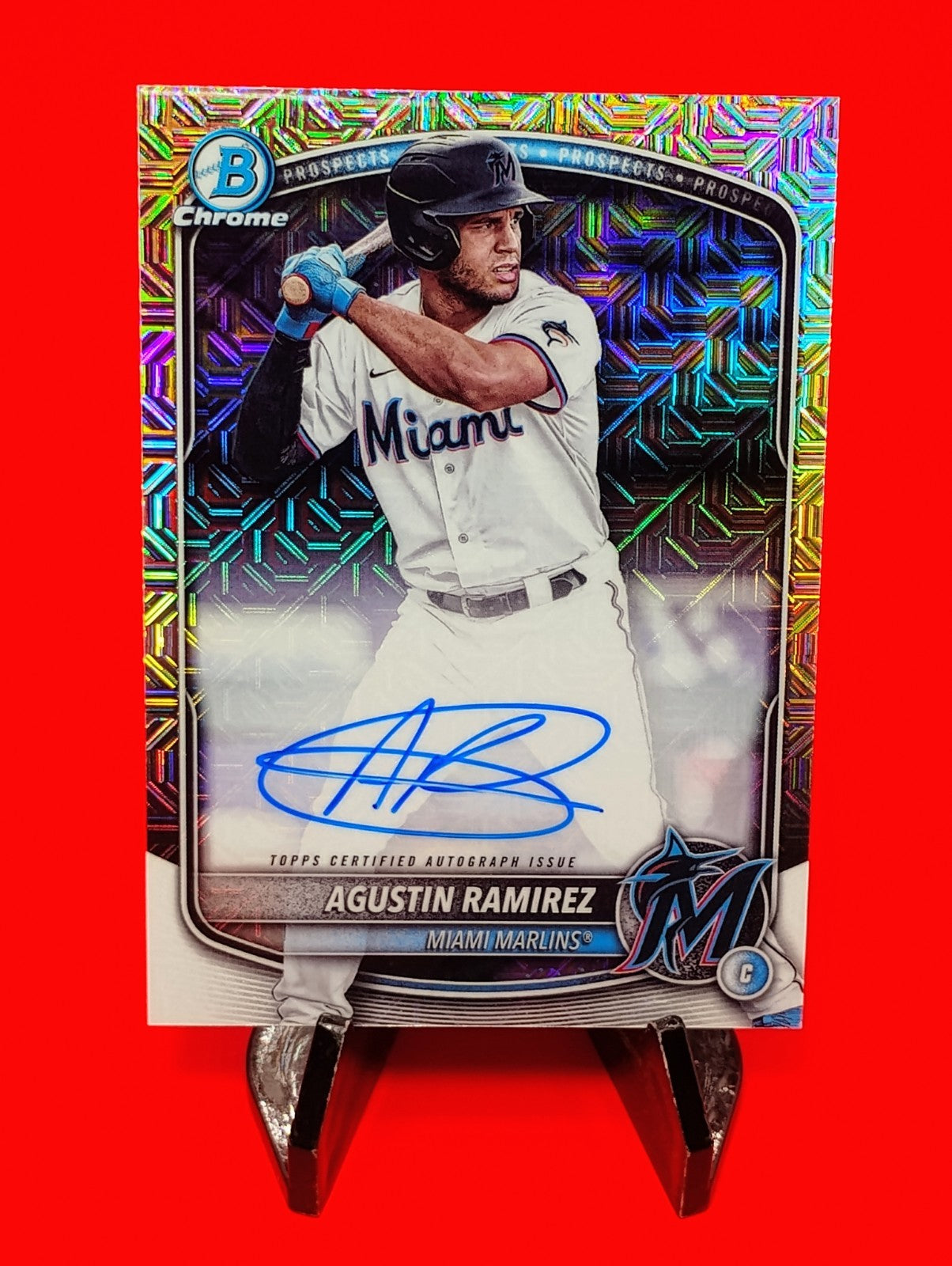 Agustin Ramirez 2025 Bowman Chrome Mega Box Mojo Refractor Auto #BMA-AR Marlins
