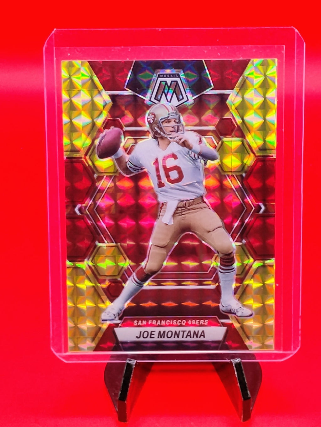Joe Montana 2023 Mosaic Choice #217 Red & Yellow Prizm #25/80 49ers Legend 🐐💎