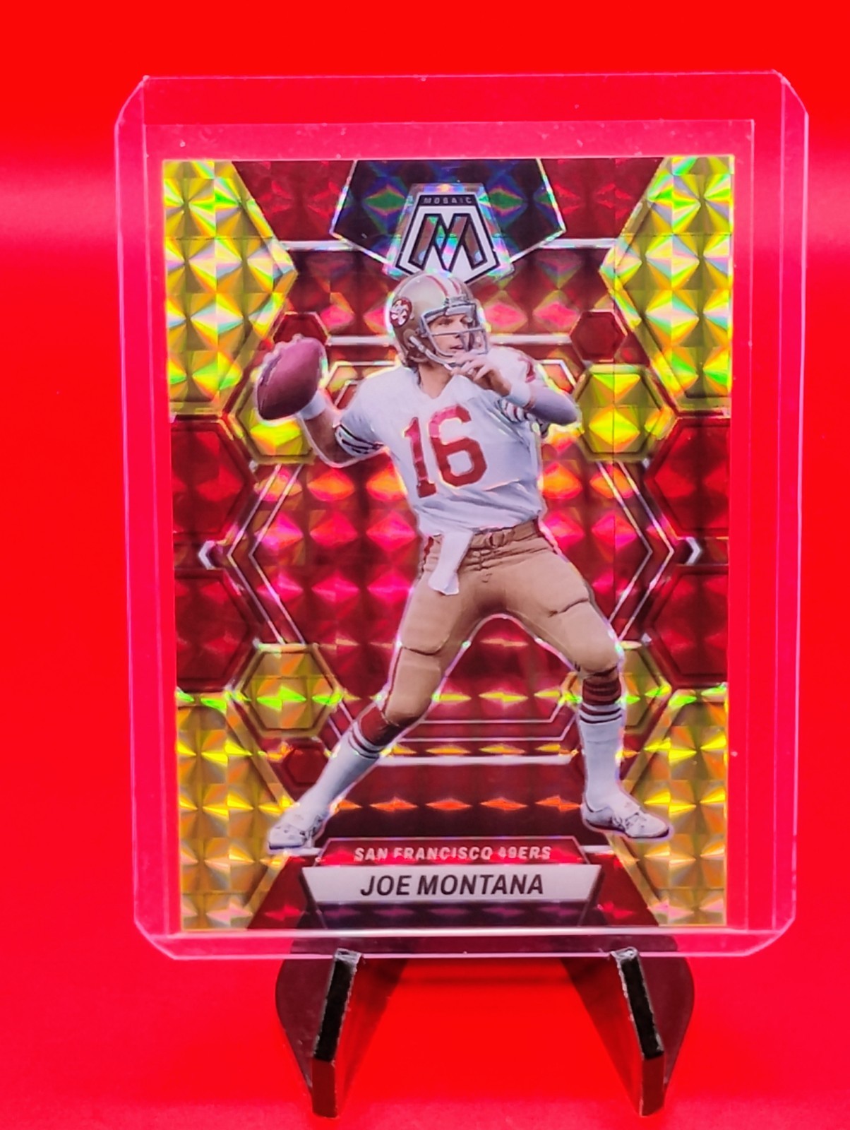 Joe Montana 2023 Mosaic Choice #217 Red & Yellow Prizm #25/80 49ers Legend 🐐💎