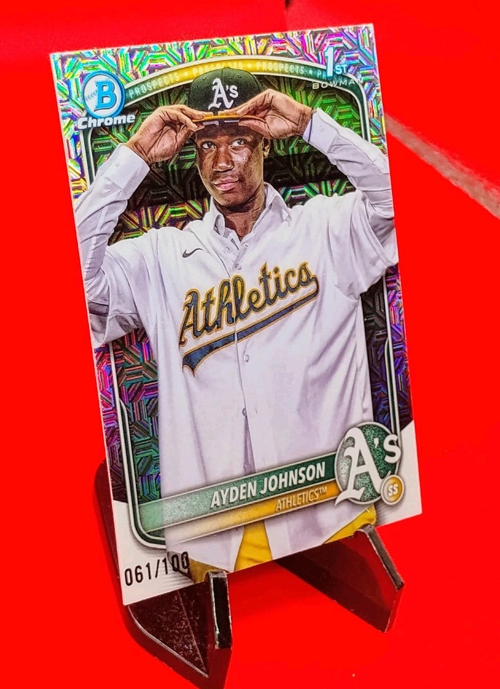 Ayden Johnson 2025 Bowman Chrome 1st Bowman #BCP-197 Steel Metal Refractor #/100