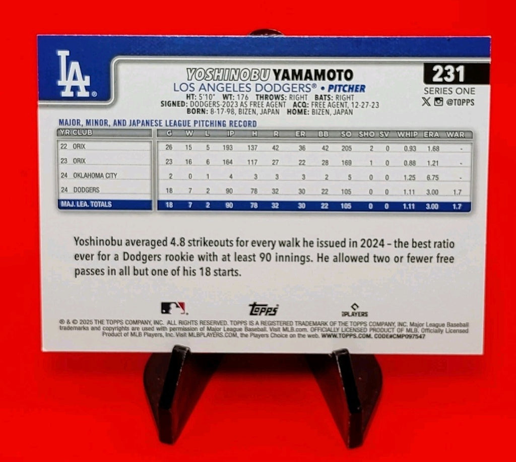 Yoshinobu Yamamoto 2025 Topps Series 1 Future Stars #231 Rainbow HoloFoil 🔥💎