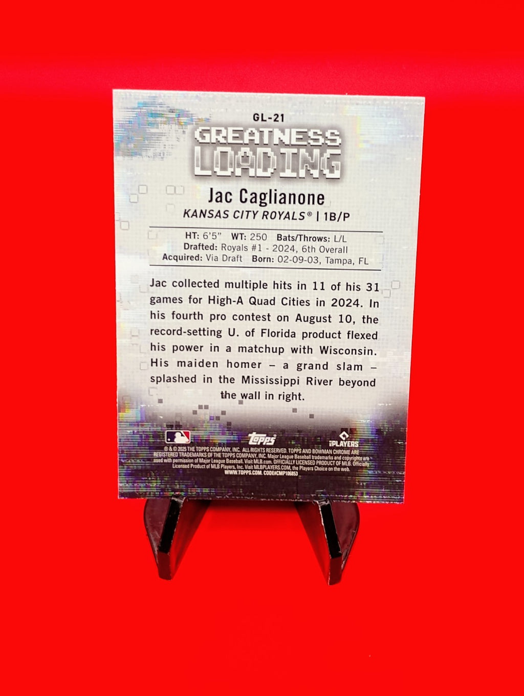 Jac Caglianone 2025 Bowman Baseball Greatness Loading #GL-21  Refractor Insert🔥