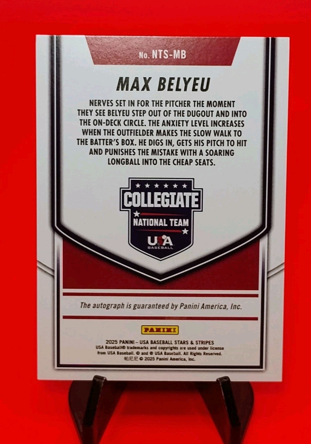 Max Belyeu 2025 Panini USA Baseball Stars & Stripes #NTS-MB Crystals Auto #20/25