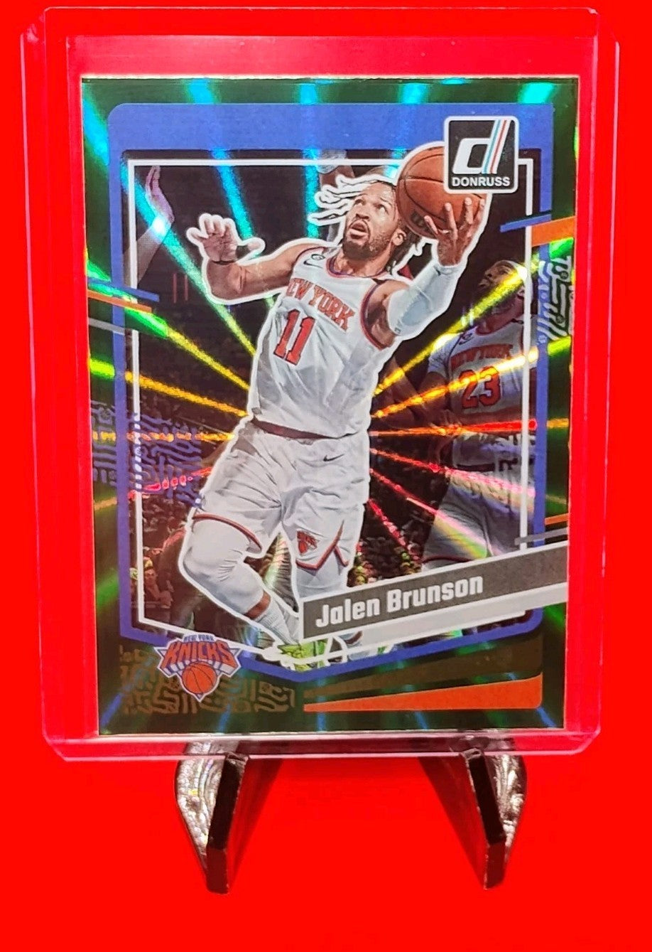 Jalen Brunson 2023-24 Donruss #189 Green Laser Holo Foil NY Knicks - Finals MVP!