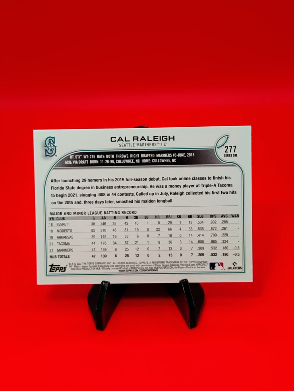 Cal Raleigh 2022 Topps Baseball #277 RC Seattle Mariners Big Dumper A.L. MVP? 🔥