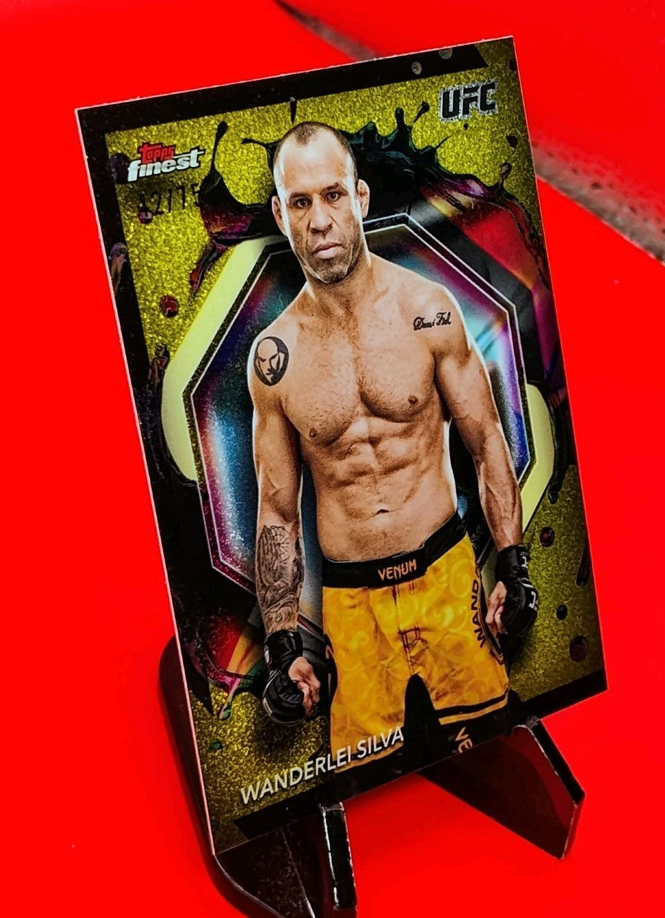 Wanderlei Silva 2024 Topps Finest UFC Rare #207 Yellow Glitter Refractor #42/75