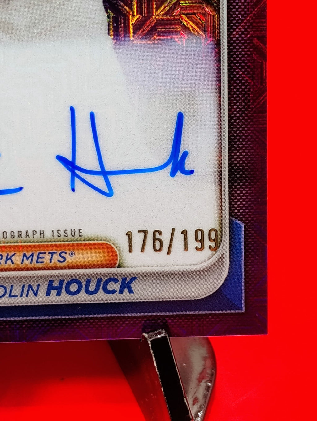 Colin Houck 2024 Bowman Chrome #BMA-CH Purple Mojo Refractor Auto #176/199 Mets!