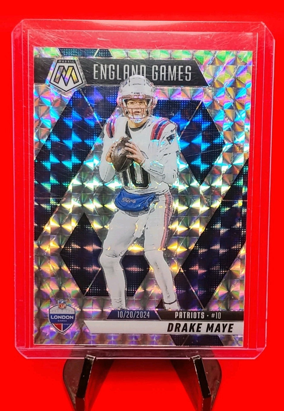 Drake Maye 2025 Mosaic London Games Insert #258 Silver Mosaic Prizm Patriots 💎