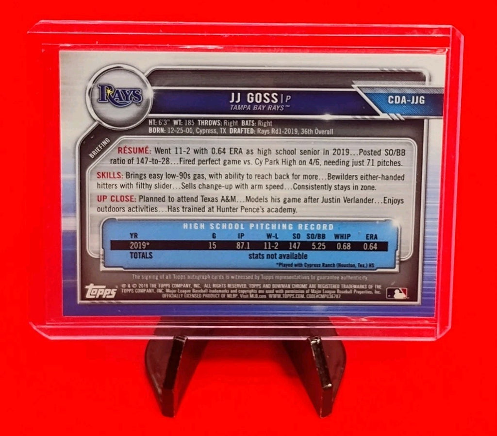 JJ Goss 2019 Bowman 1st Chrome Draft  #CDA-JJG Blue Refractor Auto #96/150 🔥