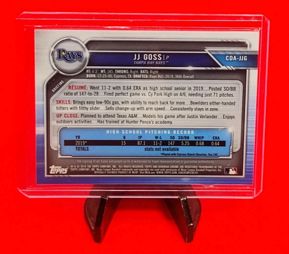 JJ Goss 2019 Bowman 1st Chrome Draft  #CDA-JJG Blue Refractor Auto #96/150 🔥