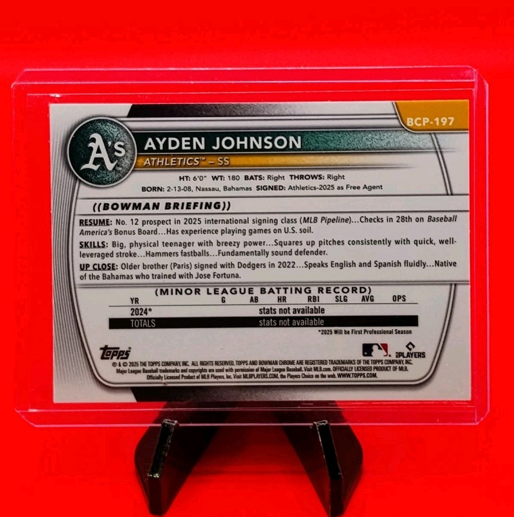 Ayden Johnson 2025 Bowman Chrome 1st Bowman #BCP-197 Steel Metal Refractor #/100