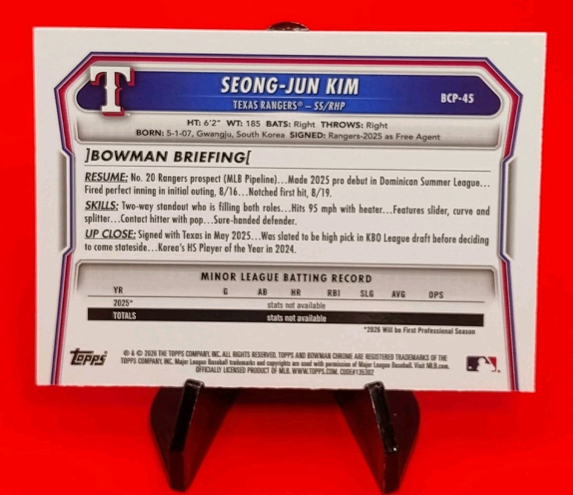 Seong Jun-Kim 2026 Bowman Chrome #BCP-45 Aqua Shimmer Refractor #109/125 🔥