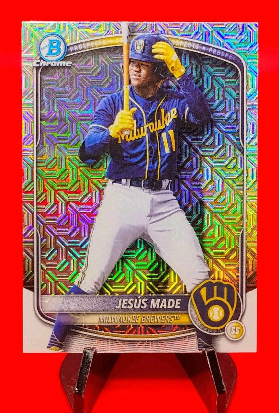 Jésus Made 2025 Bowman Chrome Prospects #BCP-50 Mojo Refractor (RC) Brewers