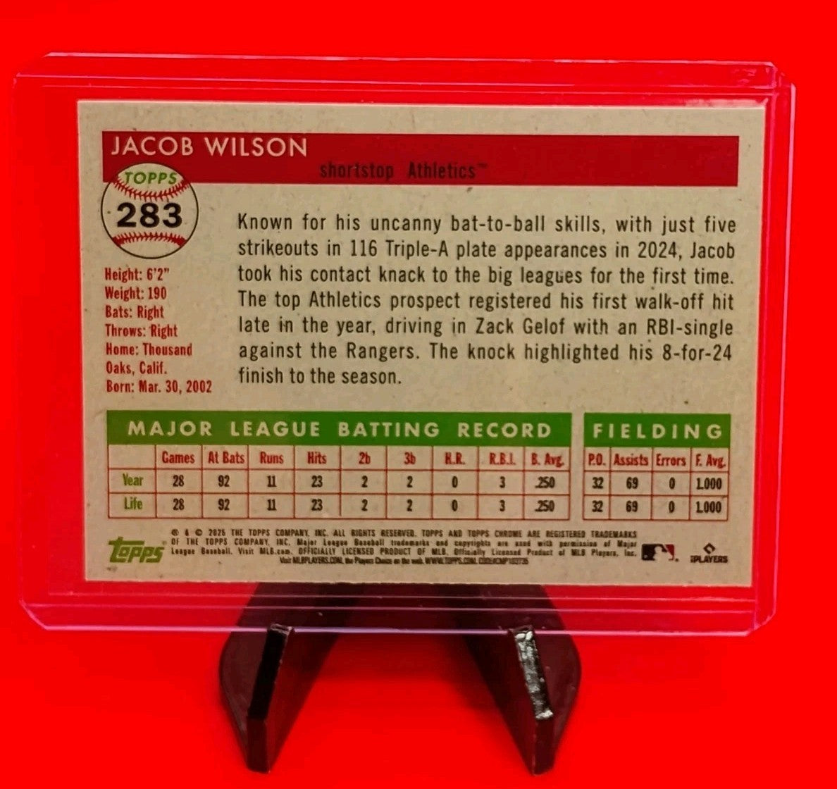 Jacob Wilson 2025 Topps Chrome Platinum RC #283 Logo Refractor #318/499 💎🔥