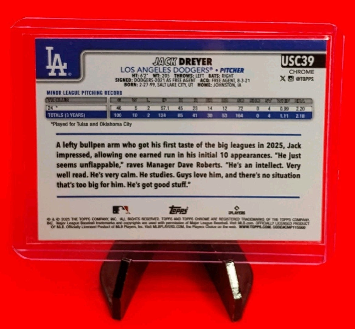 Jack Dreyer 2025 Topps Chrome Update RC #USC39 X-Fractor Rookie Dodgers RC