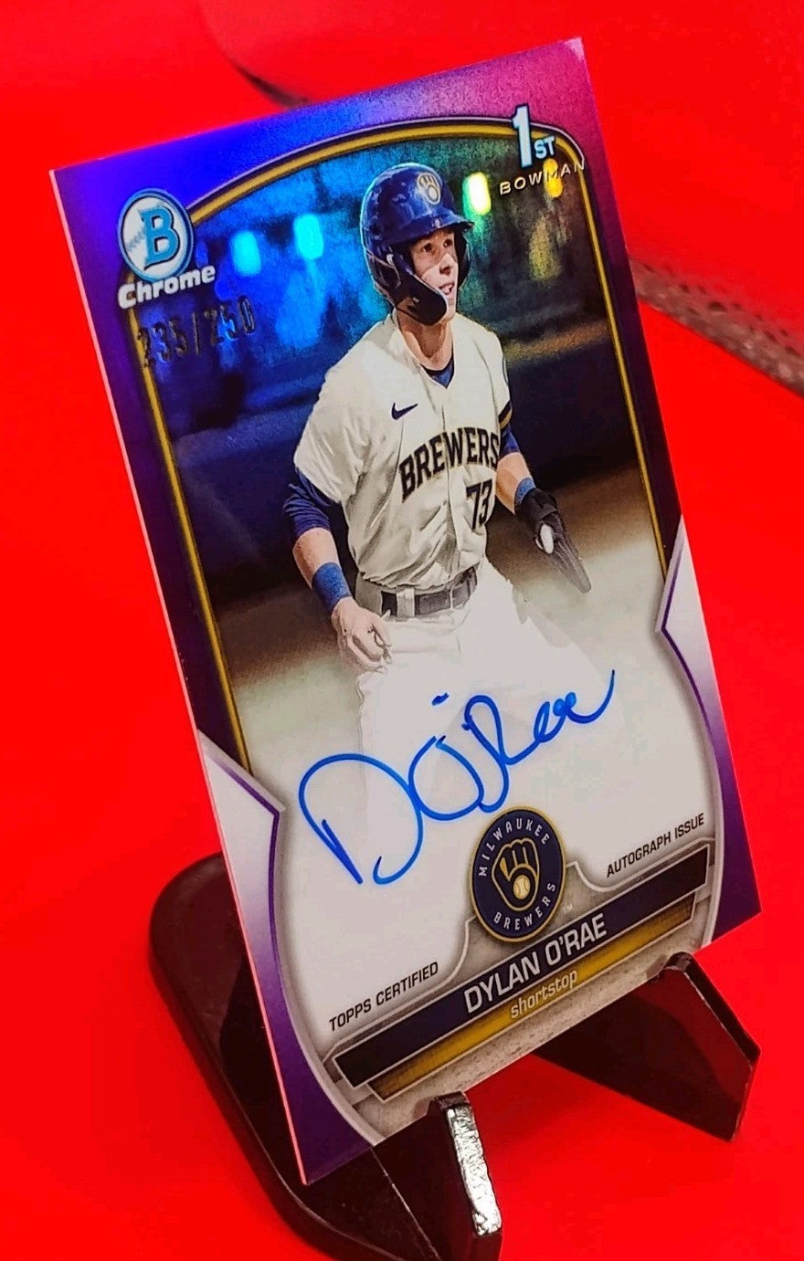 Dylan O'Rae 2023 Bowman 1st Chrome #CPA-DO Purple Refractor Auto #/250 Brewers🔥