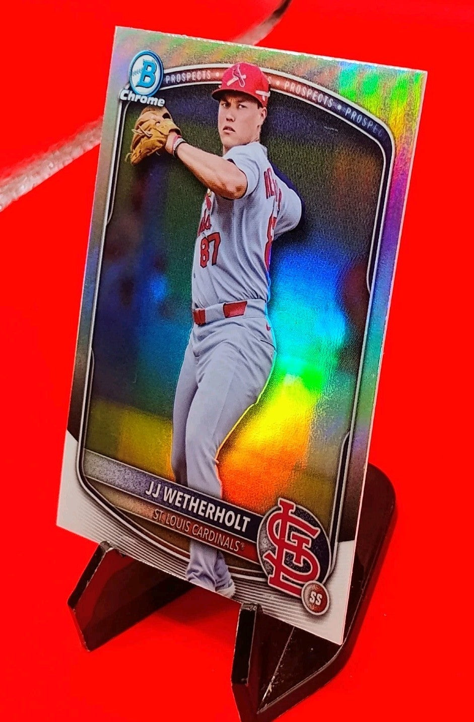 JJ Wetherholt 2025 Bowman Draft Chrome Refractor #BDC-145 St. Louis Cardinals RC