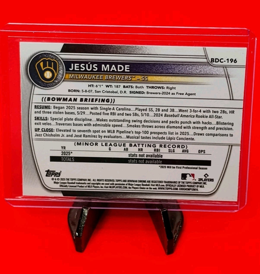Jésus Made 2025 Bowman Chrome Prospects #BCP-50 Mojo Refractor (RC) Brewers