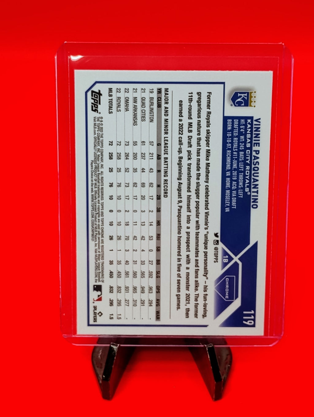 Vinnie Pasquantino 2023 Topps Chrome RC #119 X-Fractor K.C. Royals Rookie 🔥💎